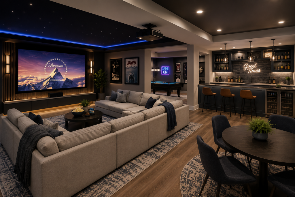 Home Theater, Entertainment Rooms, and Wet Bars basement